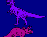 Dibuix Triceratops i tiranosaurios rex  pintat per gisela