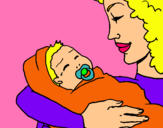 Dibuix Mare amb la seva nadó II pintat per mire