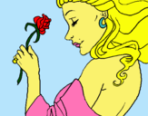 Dibuix Princesa amb una rosa pintat per princesa rosa