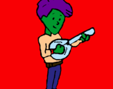 Dibuix Noi amb la mandolina pintat per MARTA
