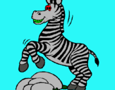 Dibuix Zebra saltant pedres pintat per loreto