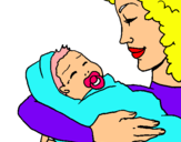 Dibuix Mare amb la seva nadó II pintat per AITANA