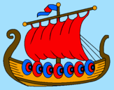 Dibuix Vaixell víking  pintat per olgac