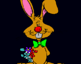 Dibuix Conill amb ram de flors pintat per anònim