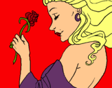 Dibuix Princesa amb una rosa pintat per Joana Sabater Feijóo