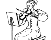 Dibuix Dama violinista pintat per elisenda
