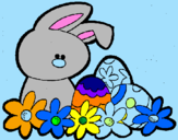 Dibuix Conillet de Pasqua pintat per IZAN