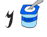Dibuix Iogurt pintat per minúscules - y