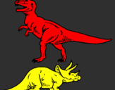 Dibuix Triceratops i tiranosaurios rex  pintat per camila