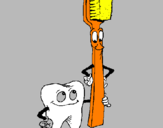 Dibuix Queixal i raspall de dents pintat per JI LAN CODINA CABALLERIA