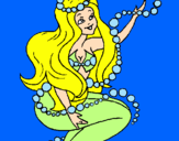 Dibuix Sirena entre bombolles pintat per RDYS456U