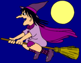 Dibuix Bruixa en escombra voladora pintat per AIDA SANCHEZ