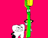 Dibuix Queixal i raspall de dents pintat per yyy