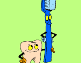 Dibuix Queixal i raspall de dents pintat per marta