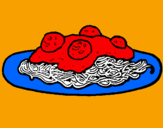 Dibuix Espaguetis amb carn pintat per mireia alvarez