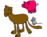 Dibuix Lleona, porc i ratolí  pintat per anònim