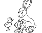Dibuix Pollet, conillet i ous pintat per rsd