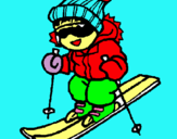 Dibuix Nen esquiant  pintat per marina