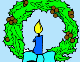 Dibuix Corona de nadal i una espelma pintat per mireia