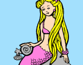 Dibuix Sirena amb cargol pintat per anna