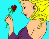 Dibuix Princesa amb una rosa pintat per pablo