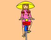 Dibuix Xina amb bicicleta pintat per MARGA