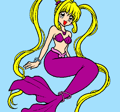 Dibuix Sirena amb perles pintat per ona muñoz ruscalleda