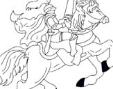 Dibuix Cavaller a cavall pintat per quer