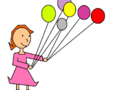 Dibuix Noia amb globus  pintat per anonimo
