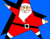 Dibuix Pare Noel en forma d'estrella  pintat per pare noel estrella