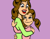 Dibuix Mare i filla abraçades pintat per yasmin