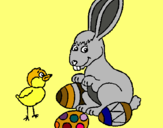 Dibuix Pollet, conillet i ous pintat per MARGA