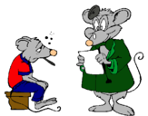 Dibuix Doctor i pacient ratolí pintat per VACA BU