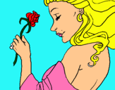 Dibuix Princesa amb una rosa pintat per rosa c