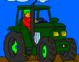 Dibuix Tractor en funcionament  pintat per diego