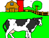 Dibuix Vaca pasturant pintat per albert
