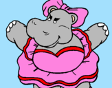 Dibuix Hipopótama amb llaç pintat per *Maria*