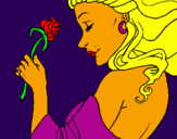 Dibuix Princesa amb una rosa pintat per Maria  V.