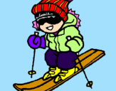 Dibuix Nen esquiant  pintat per tania