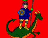Dibuix Sant Jordi i el drac pintat per SANT JORDI I EL DRAC