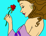Dibuix Princesa amb una rosa pintat per tania