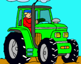 Dibuix Tractor en funcionament  pintat per DÍDAC