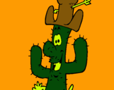 Dibuix Cactus amb barret  pintat per Macaco