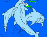 Dibuix Dofins jugant pintat per miquel