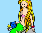 Dibuix Sirena amb cargol pintat per TOTTY