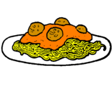 Dibuix Espaguetis amb carn pintat per anna