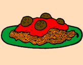 Dibuix Espaguetis amb carn pintat per MERITXELL