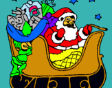 Dibuix Pare Noel en el seu trineu  pintat per Dumitru
