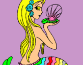 Dibuix Sirena i perla pintat per ana