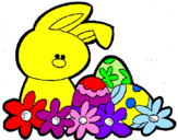 Dibuix Conillet de Pasqua pintat per heba 